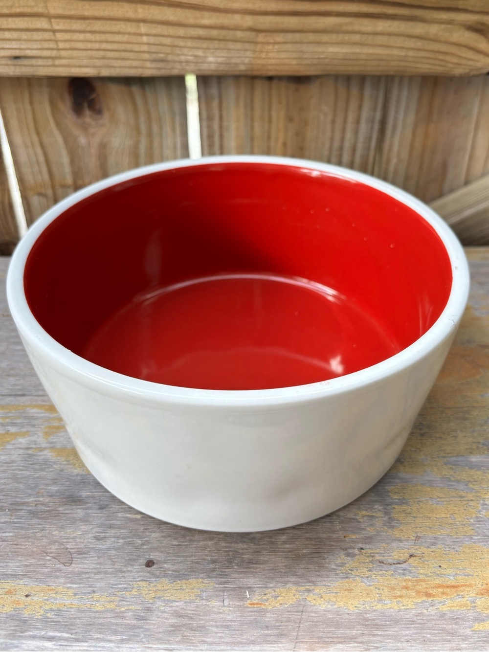 Rae Dunn Artisan Collection Red & White Drink Up Large Pet Water Bowl 8” - Picture 3 of 8